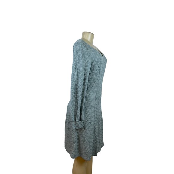 Dokotoo Womens Light Blue Knit Textured Long Sleeve V-Neck Mini Dress Sz M - New - Picture 2 of 9